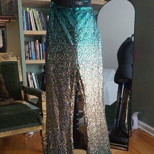 Sequin Pants High Waisted Sparkle Bell Bottoms Mermaid Glitter Wide Leg